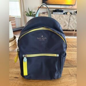 Kate Spade Nylon Backpack | Navy w/ Lime Zipper | Chic + Lightweight